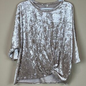 ee:some Peuter Crushed Velvet Twist Knot Short Sleeve Blouse; Size S; EUC